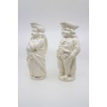 Pair of Minton salt glaze jugs of an 18th Century gent and partner