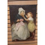 A modern copy of a Victorian (on canvas) painting signed Charles Greenwood, unframed,