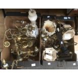 A collection of various light fittings including 5 light gilt metal chandelier;