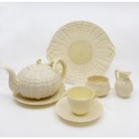 Belleek, mid 20th Century tea service, comprising tea pot, six tea cups, five saucers,