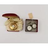 A gold plated half Hunter pocket watch crown winding,