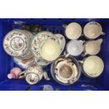 A 26 piece Johnson Bros Indian Tree tea set with a pair of Copeland Spode tea cups and assorted
