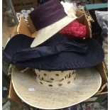 Large picture hats, 1980/90 one is of navy straw,