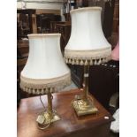 Two table lamps brass coloured style,