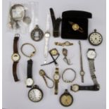 A collection of watches including four pocket watches,