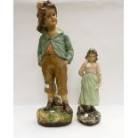 Two early 20th Century chalk figures of boy and girl