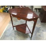 An Edwardian rosewood boxwood inlaid corner whatnot,