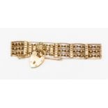 A 9ct gold ladies gold bracelet, width approx 15mm, weight approx 18.