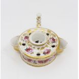 A Derby porcelain inkwell painted with rose and trellis pattern,