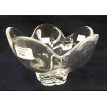 An orrefors glass bowl, of flared petal form,