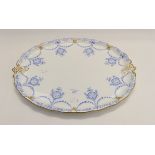 A Royal Crown Derby late Victorian blue and white swag and gilt decorated serving tray,