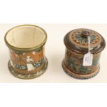 A Doulton Lambeth stoneware tobacco jar and cover, dated 1878,