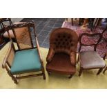 A collection of various chairs, comprising a Victorian balloon back chair,