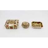 Royal Crown Derby trinket lidded box and pin tray both 1128 and a small octagonal shaped lidded