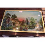 A country scene painted on glass by W.
