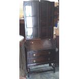 An early 20th century bureau bookcase,