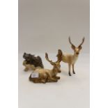 J Beswick raccoon and two Highland stags