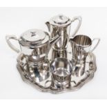 Old Hall stainless steel tea/coffee set on tray