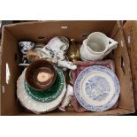 A collection of 19th Century and later ceramics, including Victorian water jug, Bisque figure,