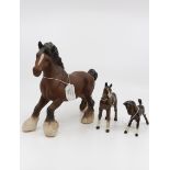 Beswick bay shire horse - matte and two bay foals (3)