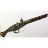 Wheellock Pistol with 35cm long barrel marked "Gio Batta". Approx 14mm bore.