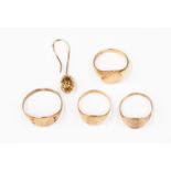 Four 9ct gold signet rings, combined total gross weight approx 12.
