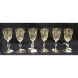 A set of six early Victorian etched drinking glasses,