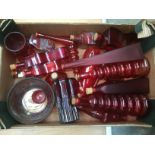 Assorted 20th Century red glassware including bottles and vases