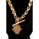 A 9ct gold large fob chain, length approx 14'',