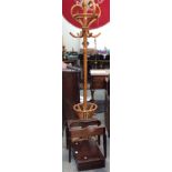 A bentwood hat stand, together with mahogany bidet,