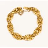 A Victorian 15ct gold fancy link bracelet, interlinked knot style links, 7.