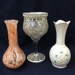 Three vases including one Beleek Millennium 2000