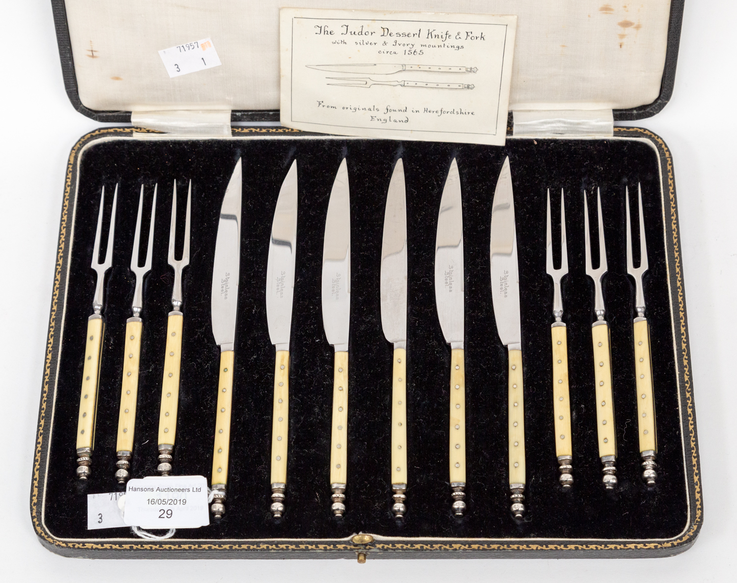 "The Tudor Dessert Knife and Fork" - a six piece dessert knife and fork set after originals from