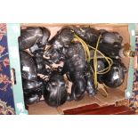 Collection of ebony elephants and lion,