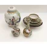 Collection of 19th and early 20th Century Chinese Famille Rose vases, cup and saucers,