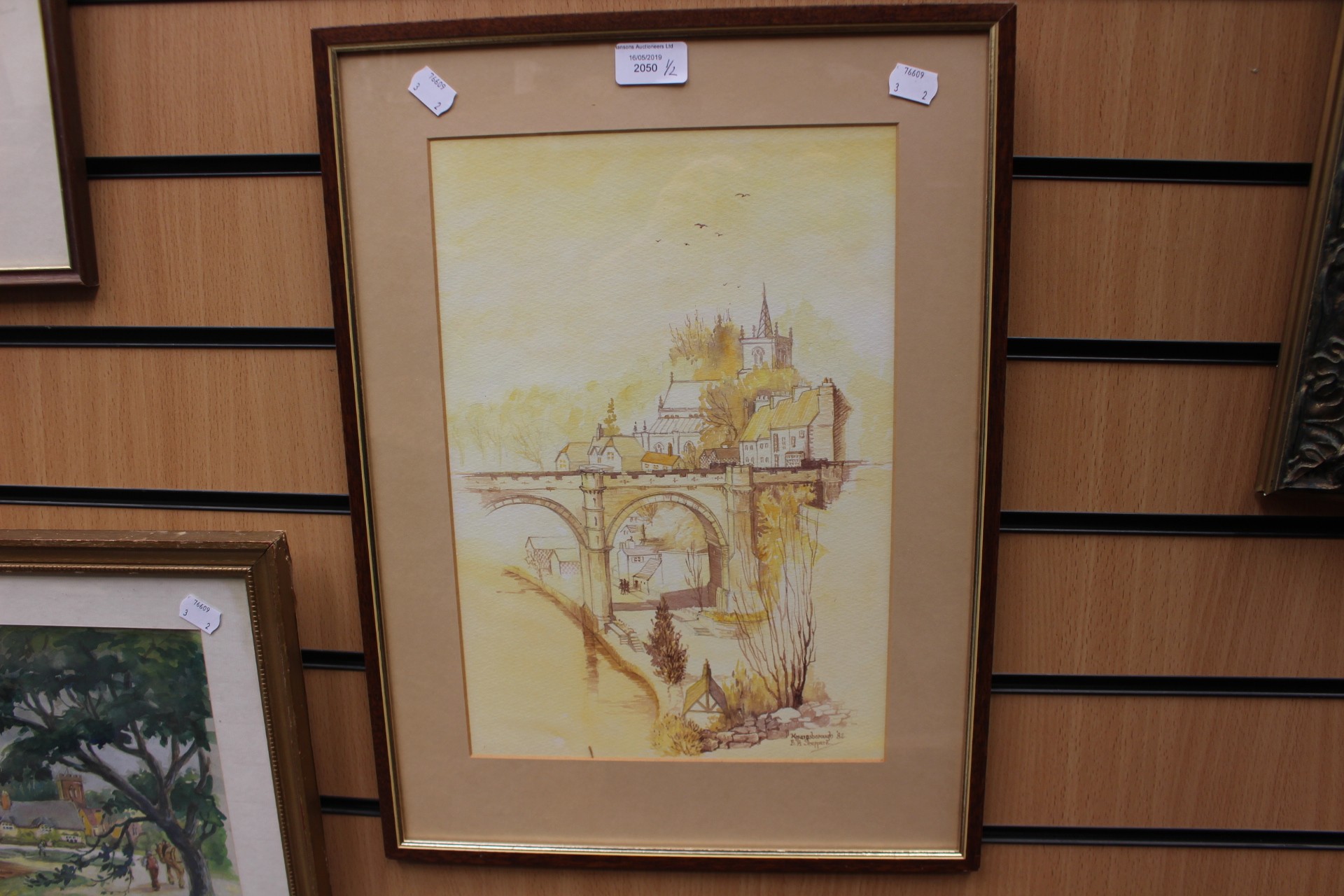 Two watercolour paintings - B.H Sheppard of Knaresborough, 1982 36 cms x 25 cms approx and R.