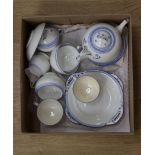 Circa 1920's children's 14 piece tea service, blue and white,