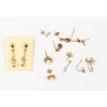 A collection of 9 ct gold earrings gross weight 4.