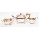 A George VI three piece silver tea service, Sheffield 1938, Emile Viner,