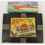 Boxed 1950's Penguin clockwork cabin cruiser plus Bayko building set with box