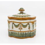 Regency Pearl Ware caddy with Adams style decoration