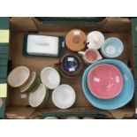 A collection of kitchenware Bourne Denby butterdish, jug, bowls etc.