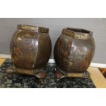 A pair of Japanese bronze vases (1 a/f)