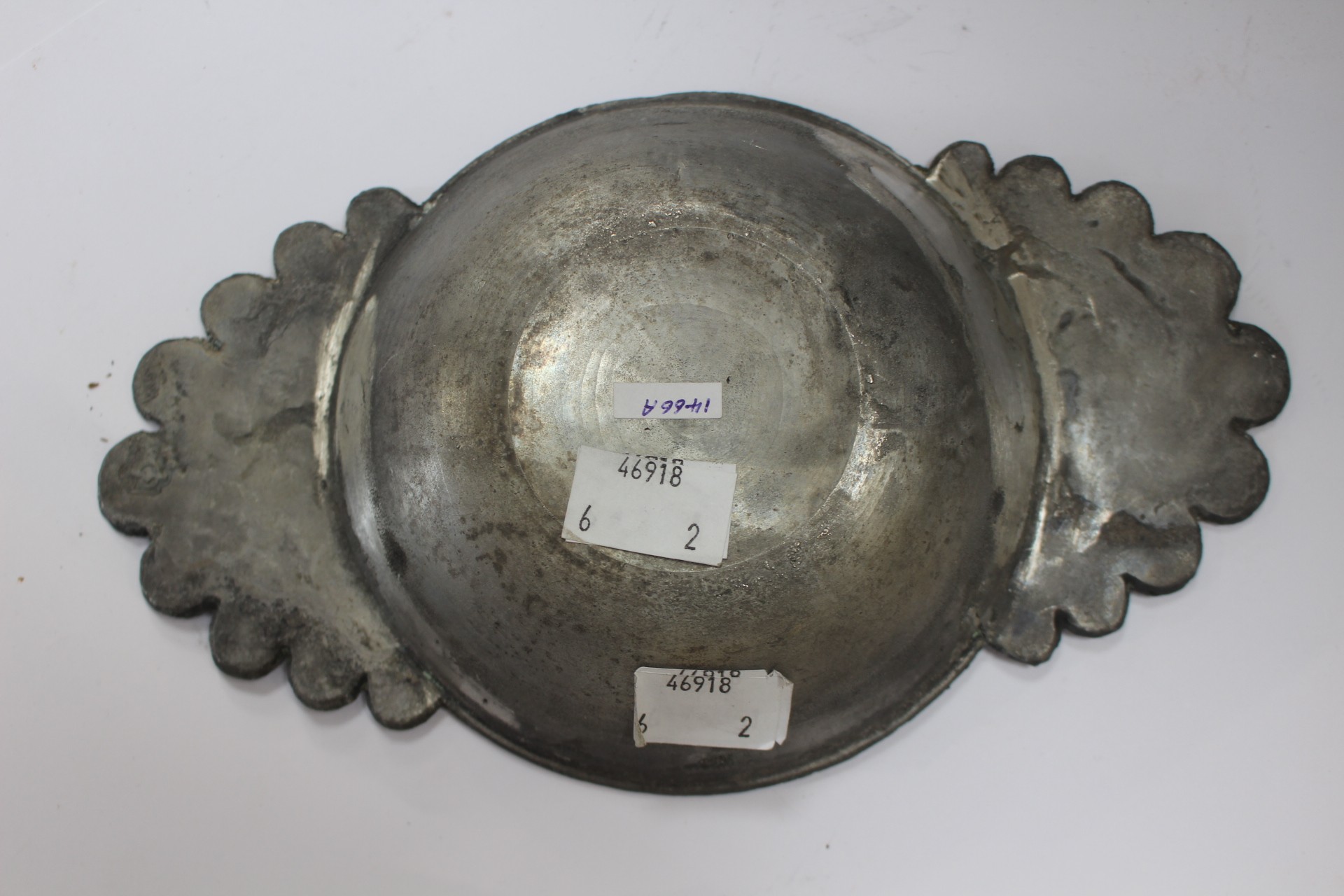 A pewter porringer from the Punta Cana wreck by 'ID' possibly John Day of London circa 3-1557, - Image 2 of 2