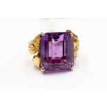 An amethyst and 18ct gold ring, the octagonal stone measuring approx 14 carats,