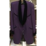 An aubergine wool Teddy Boys suit late 1950's, the suit have velvet cuffs with covered buttons,