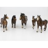 Five J Beswick horses including two Shetland ponies