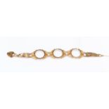 A 9ct gold three link coin mount bracelet,