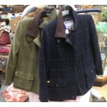 A navy checked Joules field coat, size 14,