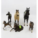 Five J Beswick horses along with a Doulton horse